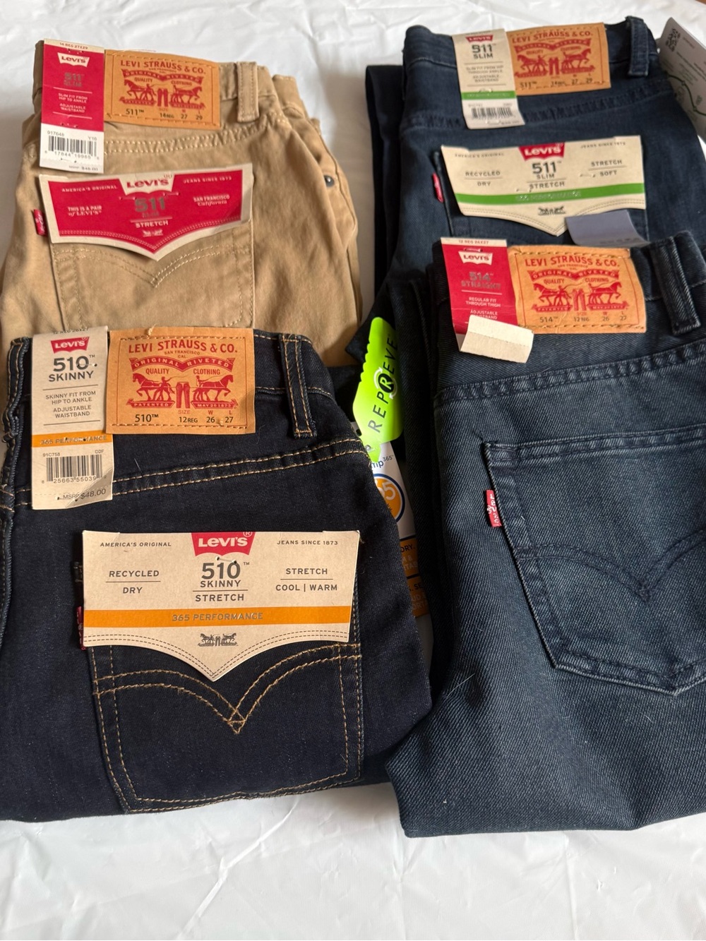 Levi's boys Skinny Jeans - Dark Blue, Navy & Tan